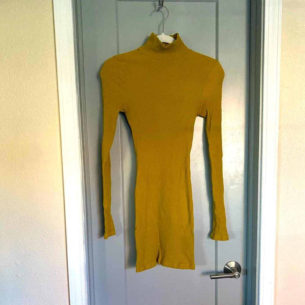 Free people turtleneck dress mustard ochre
